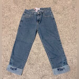 COS embroidered denim capris. Size 4